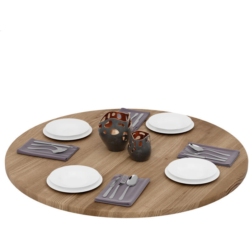 Lamo Manufaktur - Plateau de table rond 100 cm en bois naturel Dessus rond de table à manger, de cuisine, de bistrot Épaisseur: 28 mm Couleur: Marron