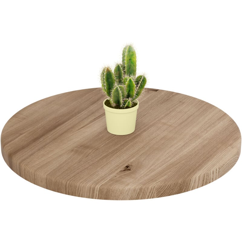 Plateau de table rond 50 cm en bois naturel Pour table basse ronde ou de chevet Épaisseur : 28 mm Couleur : Marron Noisette - Lamo Manufaktur
