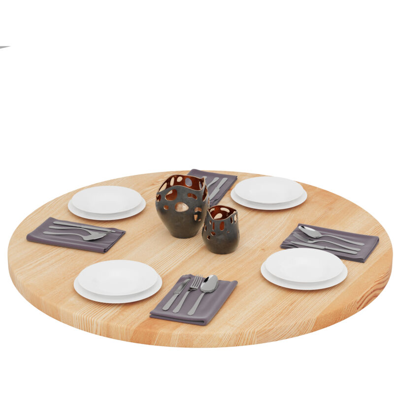 LAMO Manufaktur Plateau de table rond 100 cm en bois naturel Dessus rond de table à manger, de cuisine, de bistrot Épaisseur : 40 mm Couleur : Naturel