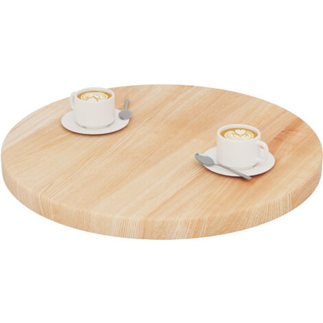 LAMO Manufaktur Plateau de table rond 60 cm en bois naturel  Pour table basse ronde ou de chevet  Épaisseur : 40 mm  Couleur : Naturel