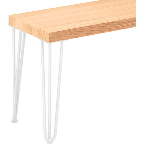 LAMO Manufaktur Sitzbank Esszimmer Holzbank 30x140x47 cm, Möbelfüße Creative Weiss / Natur, LSB-01-A-002-140-9016Cr
