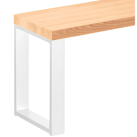 LAMO Manufaktur Sitzbank Esszimmer Holzbank 30x60x47 cm, Möbelfüße Simple Weiss / Natur, LSB-01-A-002-60-9016S