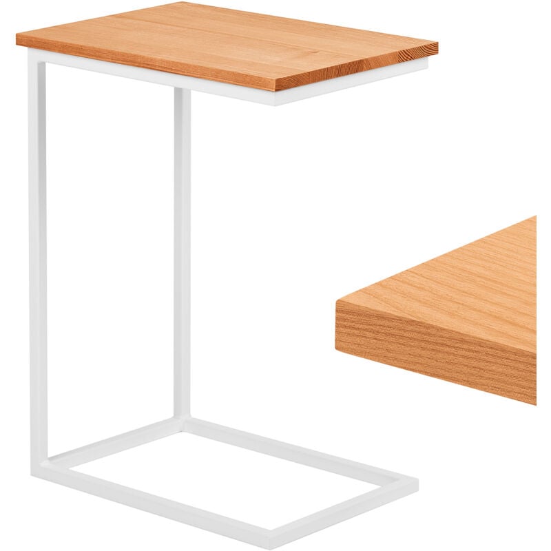 Lamo Manufaktur - table d'appoint table pour ordinateur portable table de canapé table basse mobile table de chevet 50x35x67cm cadre Blanc plateau