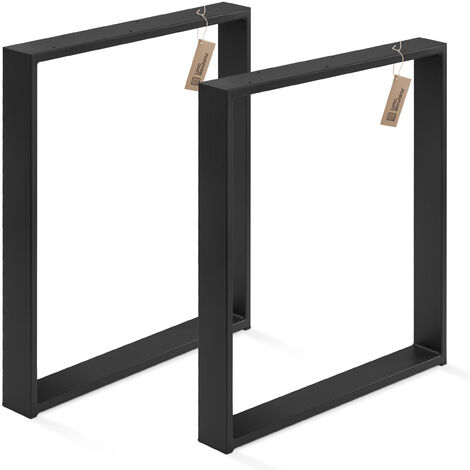 LAMO Manufaktur Tischbeine für Schreibtisch Esstisch, Simple Massive, Vierkantprofil 80x20 mm, Tischgestell 90x72 cm (BxH), Schwarz, 2 Stück, LTS-01-C-GG-9005