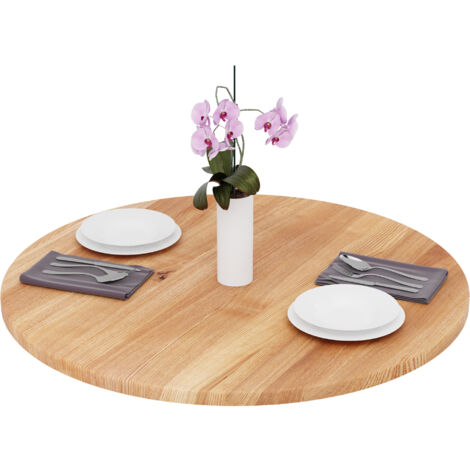 LAMO Manufaktur Tischplatte rund 90 cm aus Naturholz  Holzplatte für Esstisch, Küchentisch, Bistrotisch  Stärke: 28 mm  Farbe: Dunkel
