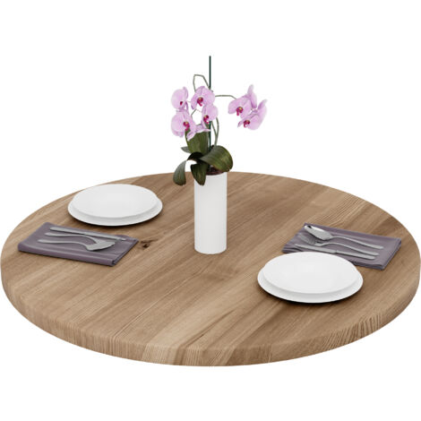 LAMO Manufaktur Tischplatte rund 90 cm aus Naturholz Holzplatte für Esstisch, Küchentisch, Bistrotisch Stärke: 40 mm Farbe: Nussbaum