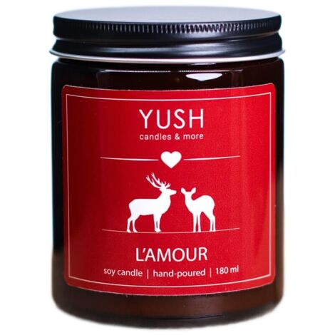 Lamour - Vela arom谩tica de jazm铆n, vainilla, 谩mbar y soja - Yush - 180 ml