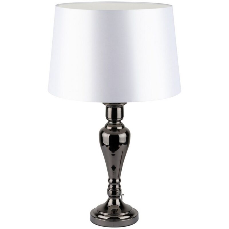 Epikasa - Lamp à Poser Adaja, Métal, Tissu, Noir, Blanc, 40x40x66 cm