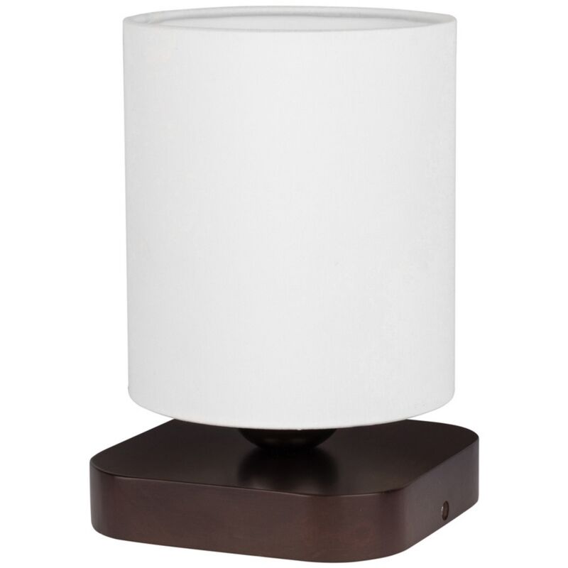 Epikasa - Lamp à Poser Alberche, Bois, Tissu, Marron, Blanc, 13,5x13,5x20 cm