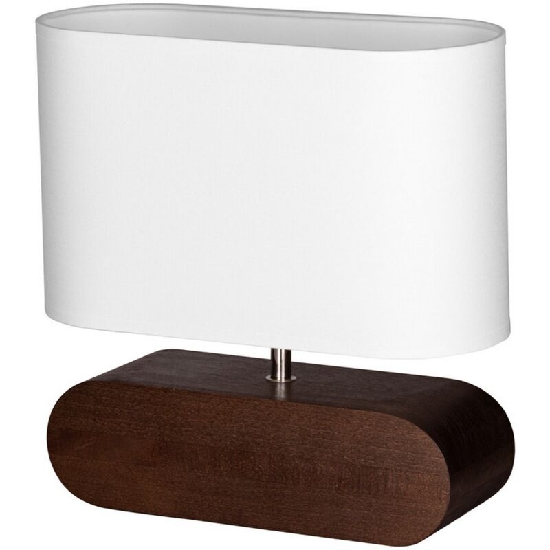 Epikasa - Lamp à Poser Cares, Bois, Tissu, Marron, Blanc, 12x30x31 cm