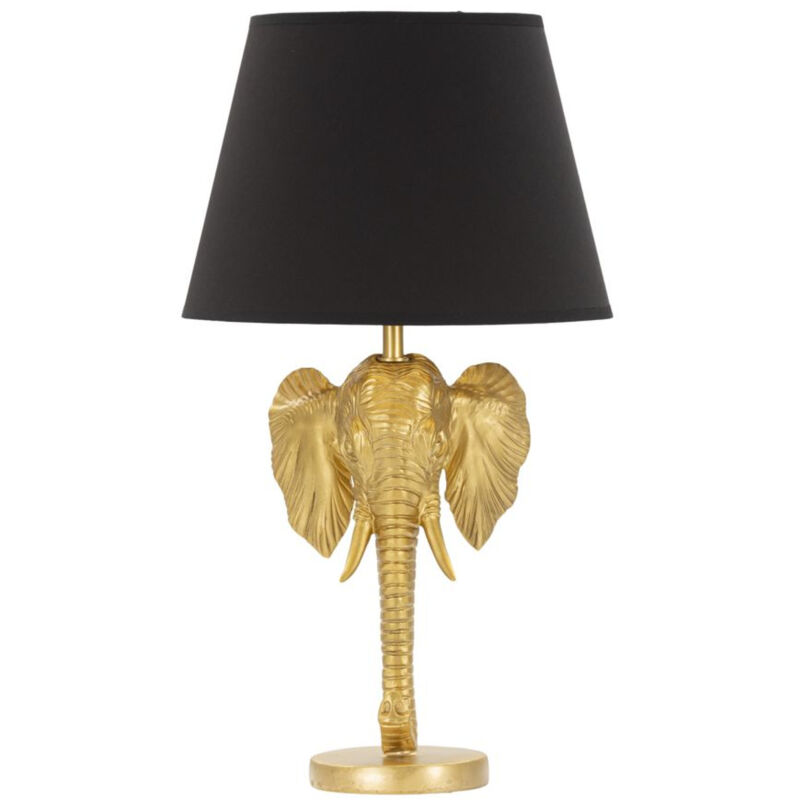 Epikasa - Lampe à Poser Éléphant, Polyrésine, Métal, Papier, Tissu, Or, Noir, 32x32x59 cm Epikasa - Lampe à Poser Éléphant, Polyrésine, Métal, Papier, Tissu, Or, Noir, 32x32x59 cm