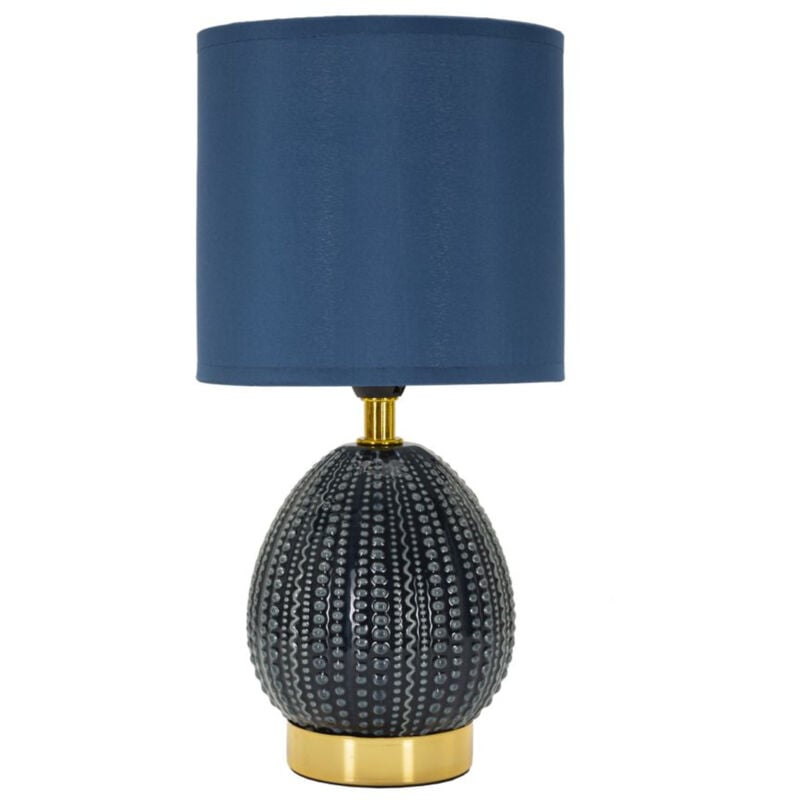 Epikasa - Lamp à Poser MF100, Céramique, Métal, Tissu, Bleu, 15x15x30,5 cm