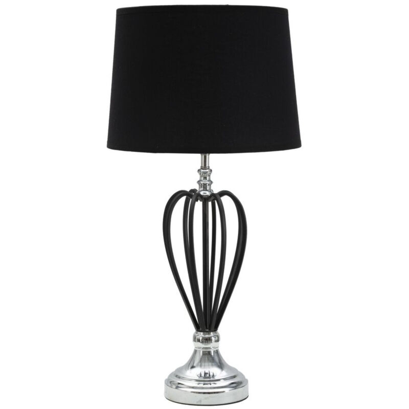 Epikasa - Lampe à Poser MF137, Métal, pvc, Tissu, Noir, Argent, 28x28x56 cm Epikasa - Lampe à Poser MF137, Métal, pvc, Tissu, Noir, Argent, 28x28x56 cm