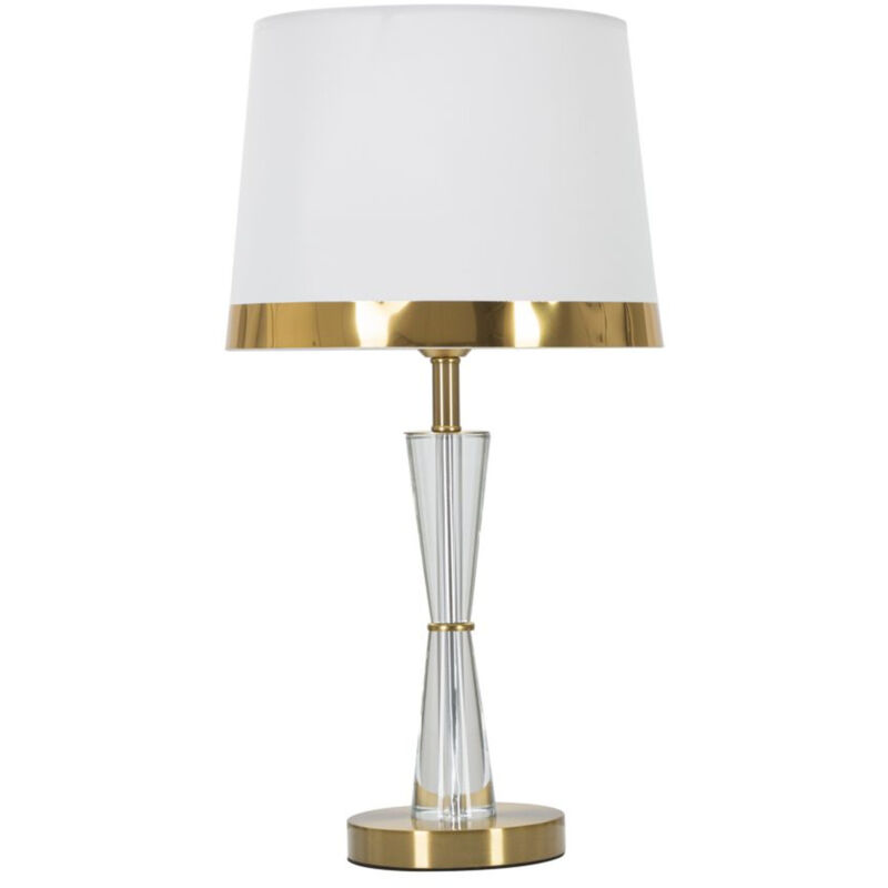 Epikasa - Lamp à Poser MF158, Métal, Verre, Tissu, Or, Blanc, 30x30x56 cm