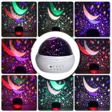 Lamp de LED Projection Enfant Veilleuse Bébé Etoile Lampe de Chevet d\'Ambiance 360° Rotation Romantique