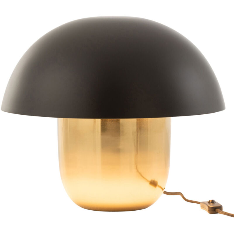 Lampe champignon en métal noir et or