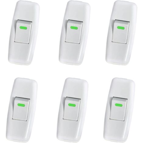 Lamp Switch, Torpedo Switch, Cord Line Switch, Bedside Lamp Switch, Inline Rocker Switch for Nightstand Table Lamp On/Off Button Replacement, 6 Pack