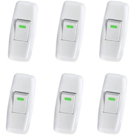 Lamp Switch, Torpedo Switch, Inline Cord Switch, Bedside Lamp Switch, Inline Rocker Switch for Bedside Lamp On/Off Button, 6 Pack