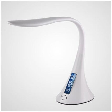 Lampa da Tavolo LED Multifunzionale Majestic LL-406 con Braccio Flessibile in Silicone, Sveglia con Calendario e Termometro, Porta USB Doppia per Ricarica Smartphone e Tablet