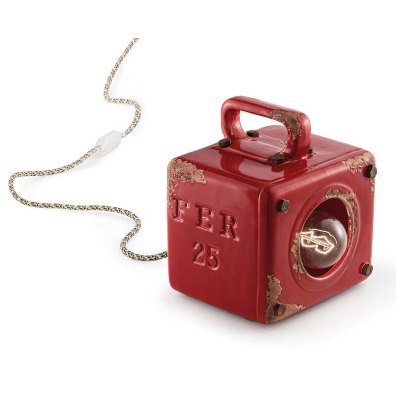 Lampada 1 Luce in Ceramica Finitura Vintage Rosso