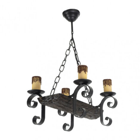 Lampada 4xe27 tronco nero/marrone regx38x35 cm