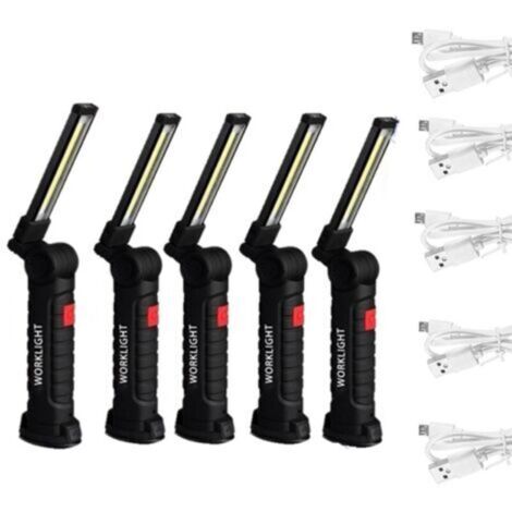 Lampada, 5 pezzi - Set di 5 luci da lavoro COB, torcia COB ricaricabile, luce da lavoro flessibile per ispezione - 5 pezzi grandi