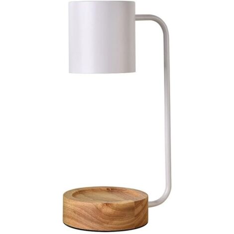 Lampada a candela per aromaterapia in legno dimmerabile e commutabile per comodino, scaldacandele elettrico senza fiamma, candela che si scioglie su e giù per la decorazione della casa (colore: bianco