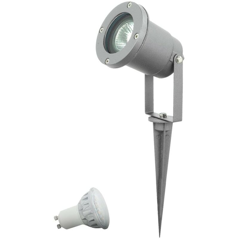 Image of Lampada da marciapiede per parco con luce plug-in per esterni a picchetto mobile in un set che include lampadine a LED