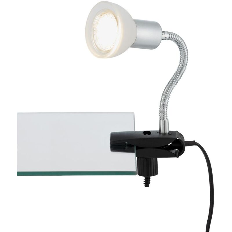 Briloner - Lampada a led con morsetto, interruttore a cavo, braccio flessibile, 1xGU10, 3 w, bianco, metallo e vetro