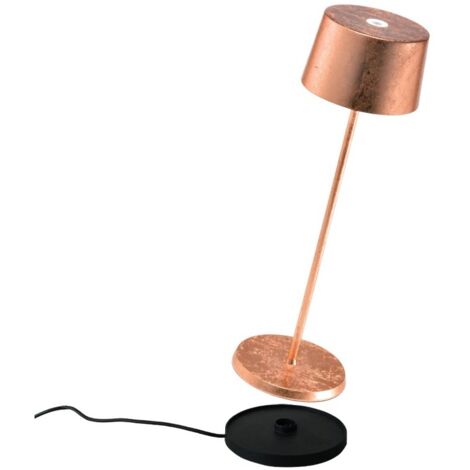 Lampada a led da tavolo Olivia Pro Foglia Rame ricaricabile e dimmerabile