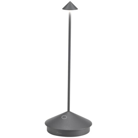 Lampada a led da tavolo Pina Pro Grigio Scuro ricaricabile e dimmerabile senza fili Zafferano