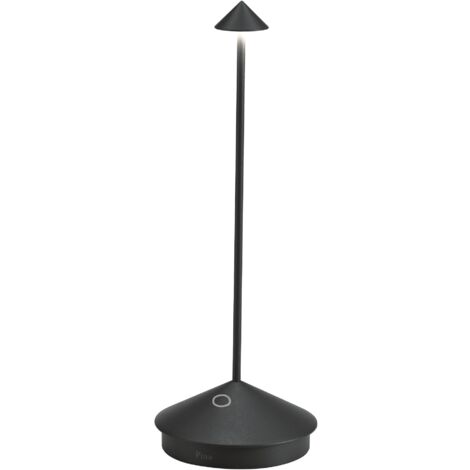 Lampada a led da tavolo Pina Pro Nero Opaco ricaricabile e dimmerabile senza fili Zafferano 2200-2700-3000K