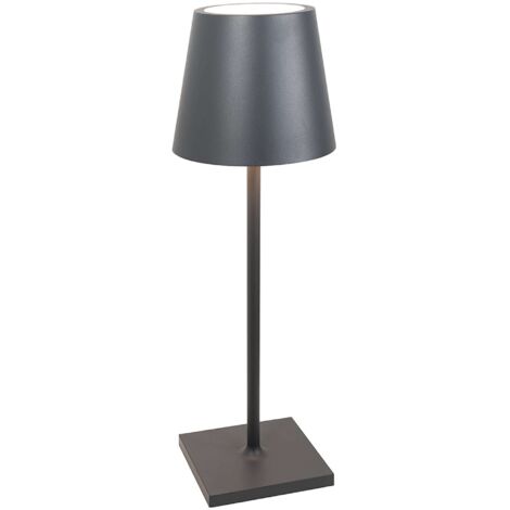Lampada a led da tavolo Poldina L Desk  Grigio Scuro ricaricabile e dimmerabile con batteria fino a 12 ore