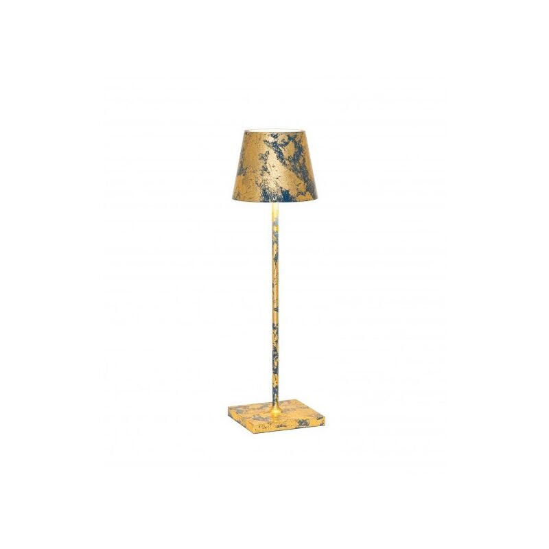 Zafferano - Poldina Pro Lampe de table led Air Force Blue Gold Leaf Craquelè rechargeable et dimmable