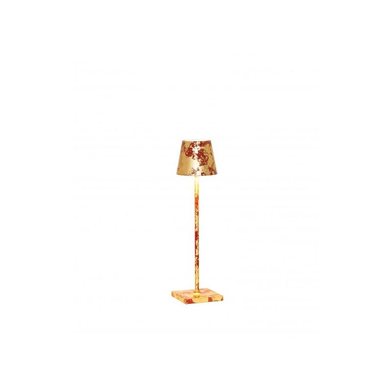 Lampe de table led Poldina Pro Micro Rouge Feuille d'Or Craquelè rechargeable et dimmable