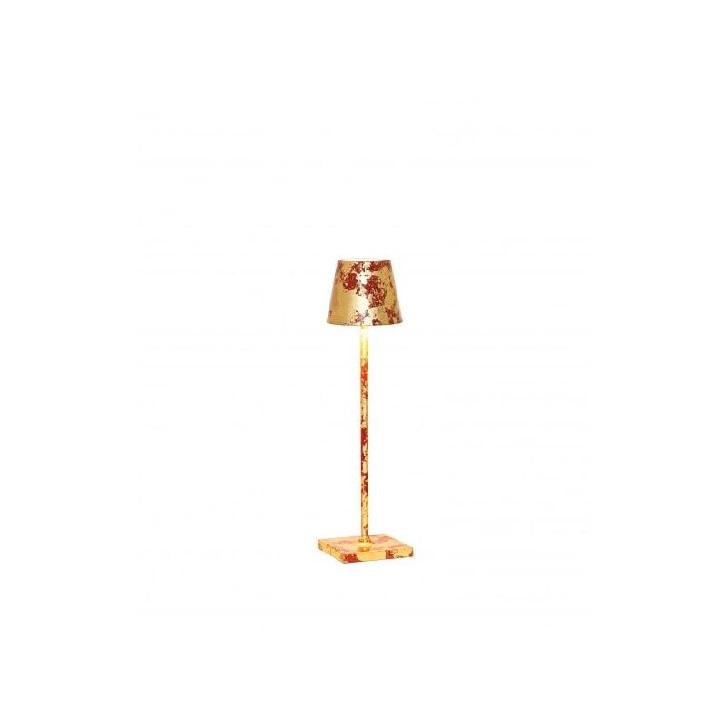 Lampe de table led Poldina Pro Micro Red Gold Leaf Craquelè rechargeable et dimmable avec batterie jusqu'à 12 heures