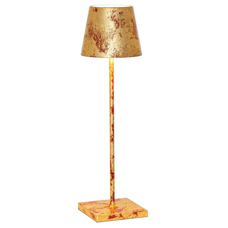 Zafferano - Lampe de table led Poldina Pro Red Gold Leaf Craquelè rechargeable et dimmable