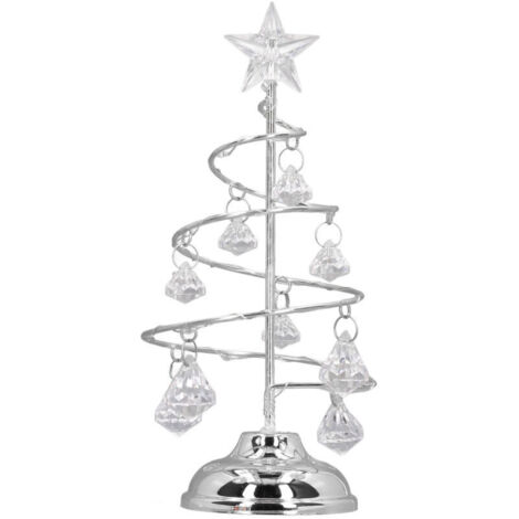 Lampada a LED per albero di Natale Eosnow, piccolo cristallo decorativo in ferro, luce notturna, ornamento regalo, luce bianca argentata
