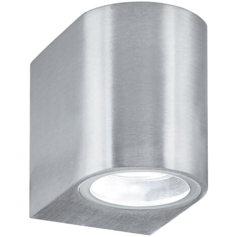 Lampada a LED per esterni faretto da parete in alluminio satinato argento vetro veranda giardino