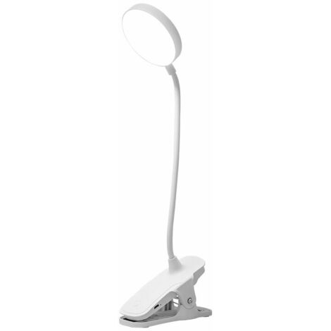 Lampada a morsetto da scrivania, lampada a morsetto a regolazione continua a LED a 3 colori per letto, lampada da lettura flessibile a 360 ° per libri, con supporto ，