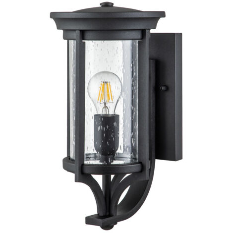 Lampada a muro Merrill E27 1x40W in acciaio nero, vetro H: 38,8 cm B: 19,4 cm Dimmabile