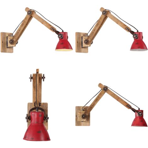 Lampada a Parete 25 W Rosso Anticato 96x15x20 cm E27 - Lampada industriale - Lampada in ferro