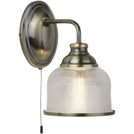 Lampada a parete a spot in ottone con vetro antico olofanico Vintage Illuminazione dimmerabile