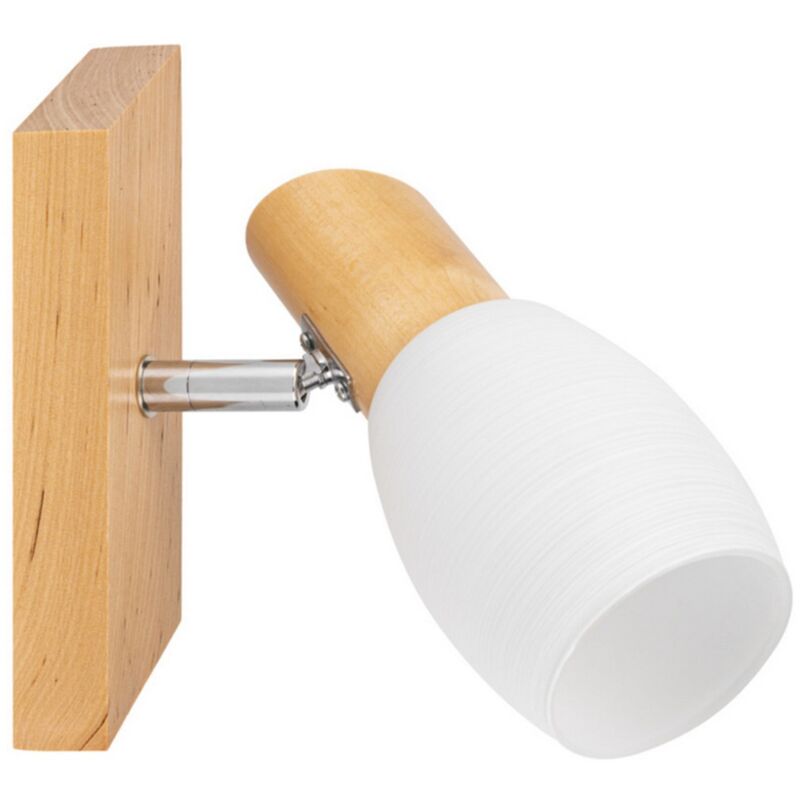Image of Lampada a Parete Albino, Legno, Vetro, Marrone, Bianco, 6x18x17 cm