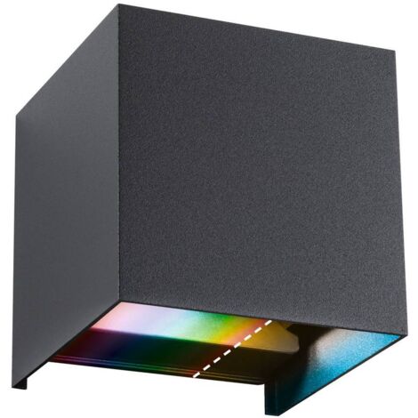 Lampada a parete esterna a LED CHO CYBO IP44 Angular 100x100mm RGBW 2x2.5W 2x150lm 230V ANTRACITO ALLUMINUM