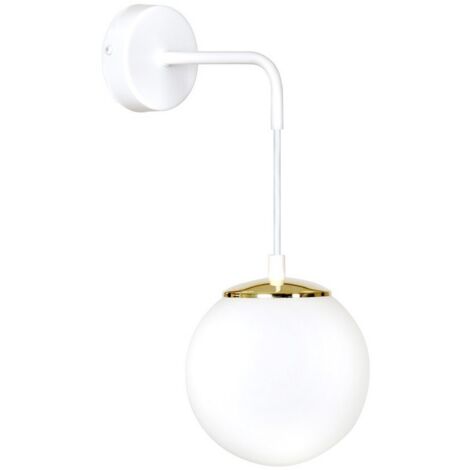 Lampada a Parete Ognis, Acciaio verniciato a polvere, Vetro, Bianco, 18x30x16 cm