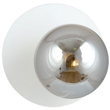 Lampada a Parete Oslo, Acciaio verniciato a polvere, Vetro, Bianco, Grigio, 20x20x15 cm
