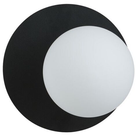 Lampada a Parete Oslo, Acciaio verniciato a polvere, Vetro, Nero, Bianco, 20x20x15 cm