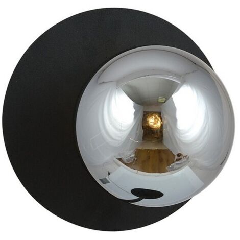 Lampada a Parete Oslo, Acciaio verniciato a polvere, Vetro, Nero, Grigio, 20x20x15 cm