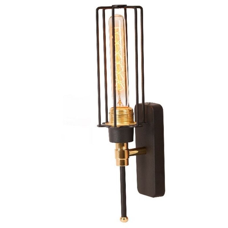 Epikasa - Lampada a Parete Single, Metallo, Nero